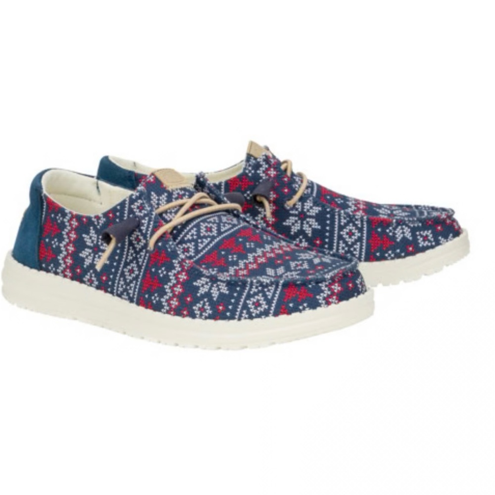 Hey Dude Women’s Patterned Casual Shoes - Blue and Red